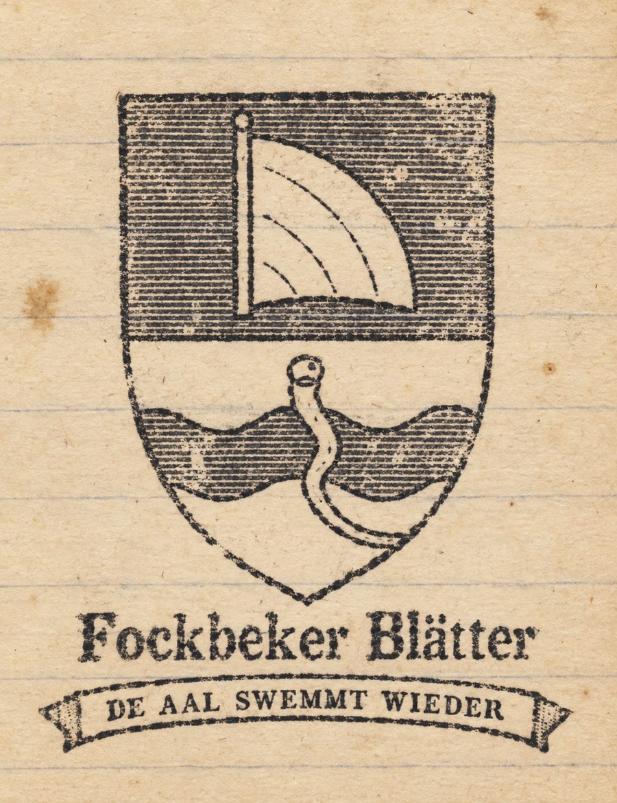 Exlibris-Stempel der Fockbeker Blätter mit dem Wappen des Hauses Aad Fock