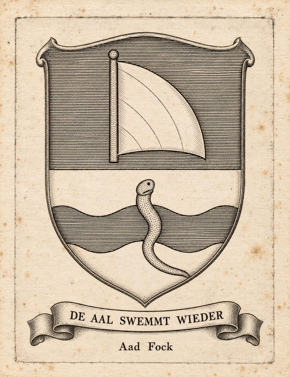 Rekonstruktion des Wappens als Kupferstich mit heraldischer Schraffur